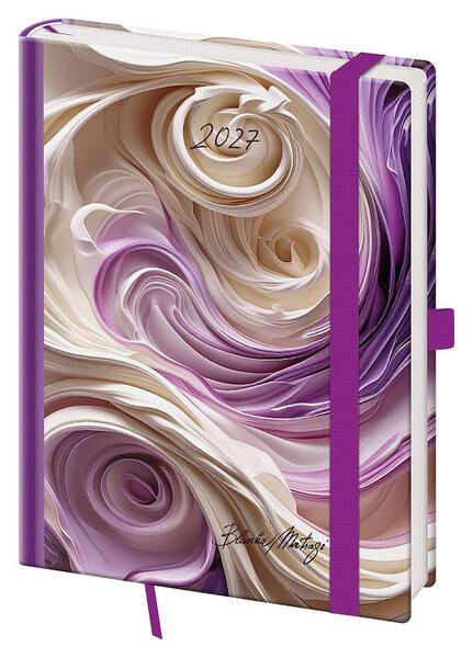 Týdenní diář 2027 Helma B6 Vario Matragi Violet s gumičkou