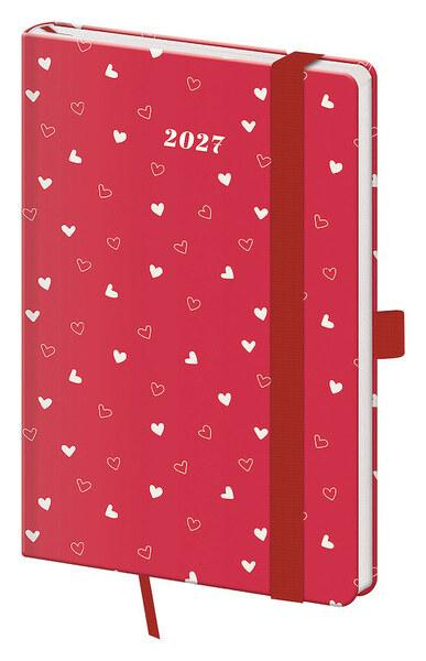Týdenní diář 2027 Helma kapesní Vario Hearts s gumičkou