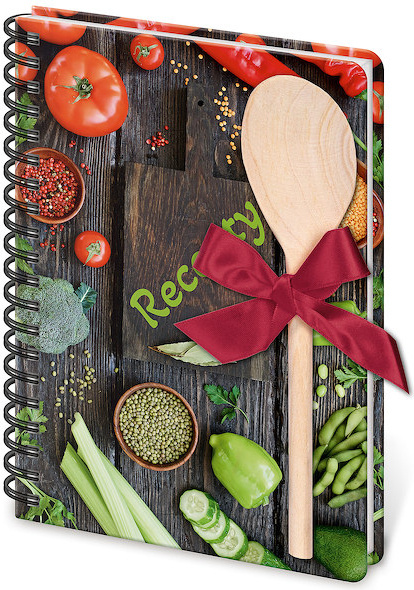Kniha na recepty s vařečkou A5 spirála Vegetables Helma 365