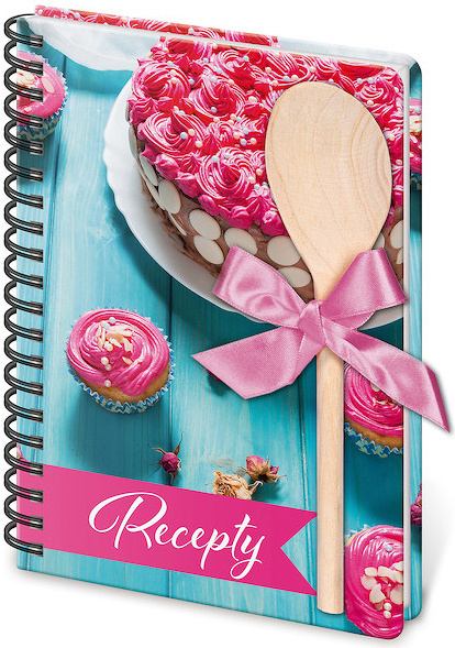 Kniha na recepty s vařečkou A5 spirála Cake Helma 365