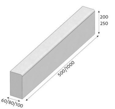 Obrubník betonový CS Beton T8 půlka šedá 80×500×250 mm