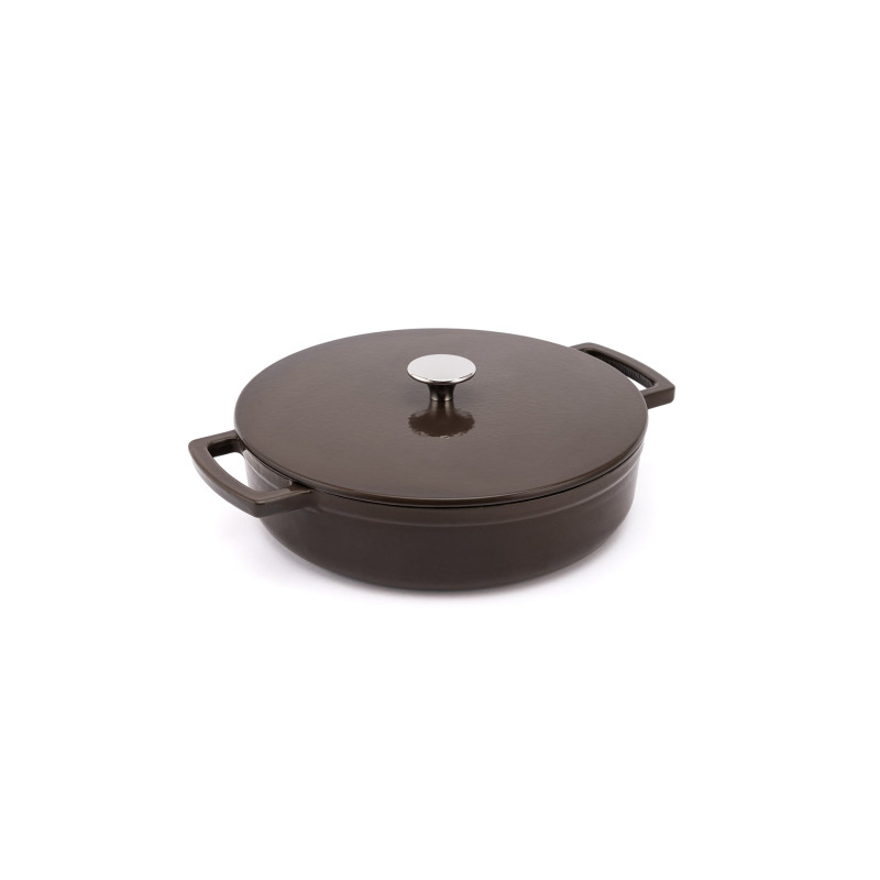 Elmich Smaltovaný litinový nízký hrnec Ember 28 cm - hnědá