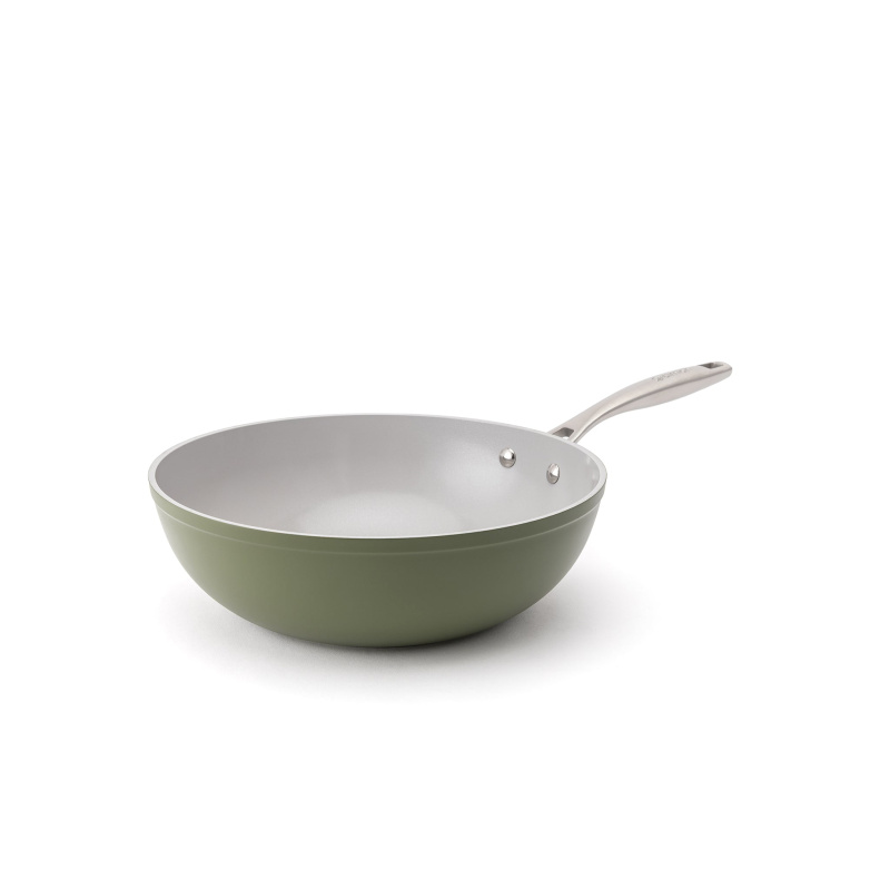 Elmich Nepřilnavá keramická pánev wok Zen Ø 28 cm - olivově zelená