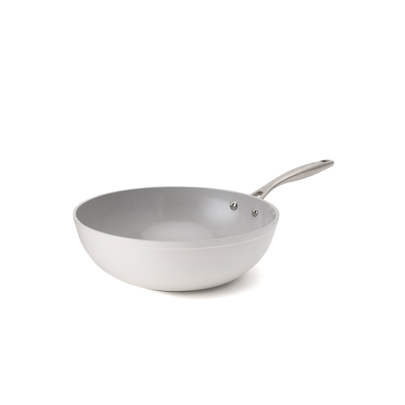 Elmich Nepřilnavá keramická pánev wok Zen Ø 28 cm - krémově bílá