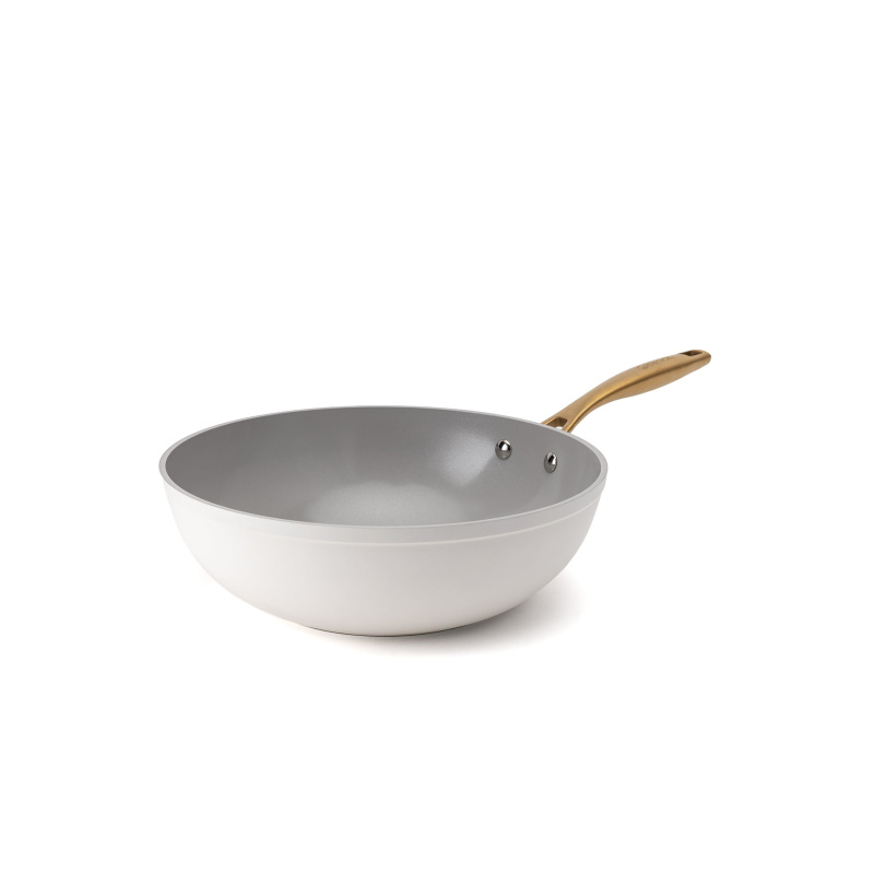 Elmich Nepřilnavá keramická pánev wok Zen Ø 28 cm - krémovo zlatá