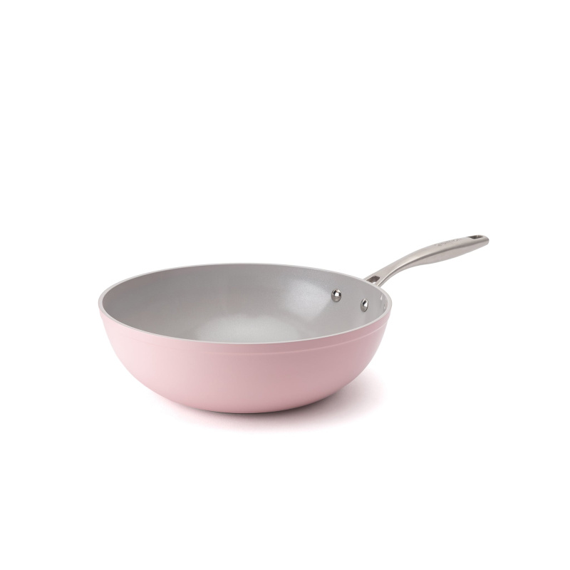 Elmich Nepřilnavá keramická pánev wok Zen Ø 28 cm - růžová
