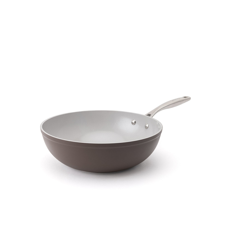 Elmich Nepřilnavá keramická pánev wok Zen Ø 28 cm - hnědá