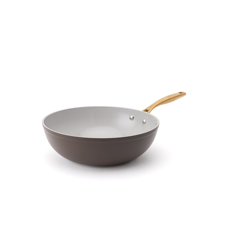 Elmich Nepřilnavá keramická pánev wok Zen Ø 28 cm - hnědo zlatá