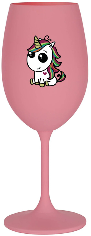 DUHOVÝ JEDNOROŽEC - růžová sklenice na víno 350 ml