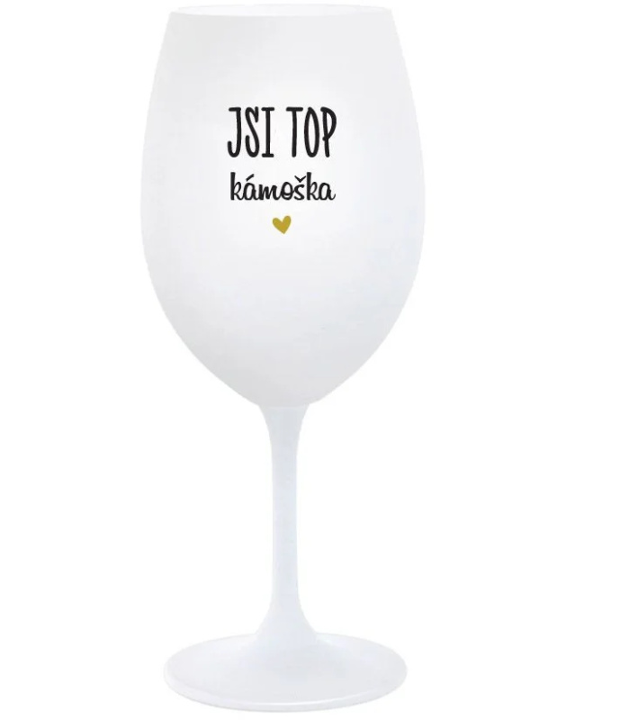JSI TOP KÁMOŠKA - bílá  sklenice na víno 350 ml