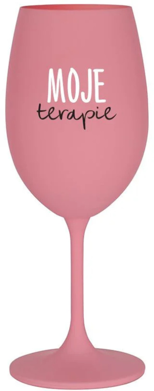 MOJE TERAPIE - růžová sklenice na víno 350 ml