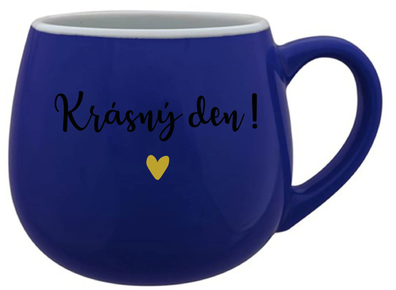 KRÁSNÝ DEN! - modrý keramický hrníček 300 ml