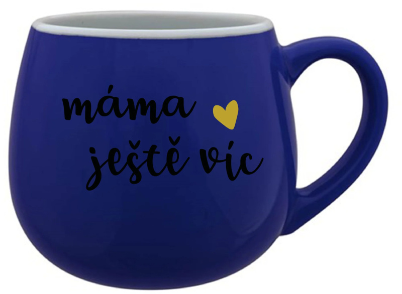 MÁMA JEŠTĚ VÍC - modrý keramický hrníček 300 ml