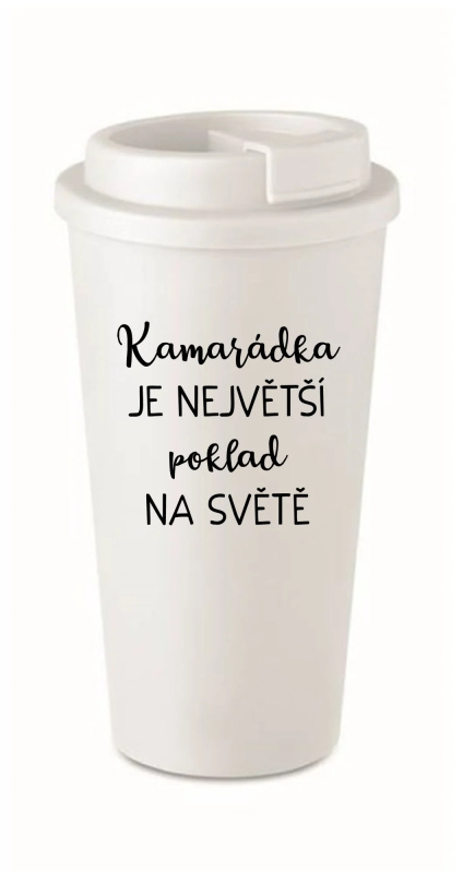 KAMARÁDKA JE NEJVĚTŠÍ POKLAD NA SVĚTĚ - bílý termohrnek 475 ml