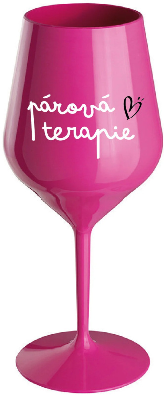 PÁROVÁ TERAPIE - růžová nerozbitná sklenice na víno 470 ml