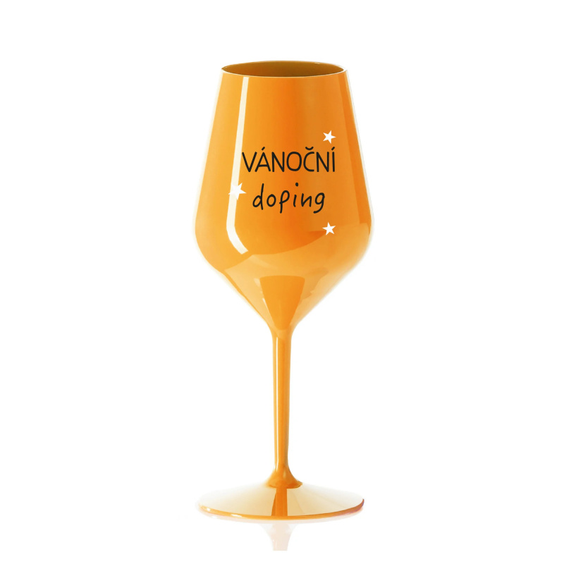VÁNOČNÍ DOPING - oranžová nerozbitná sklenice na víno 470 ml