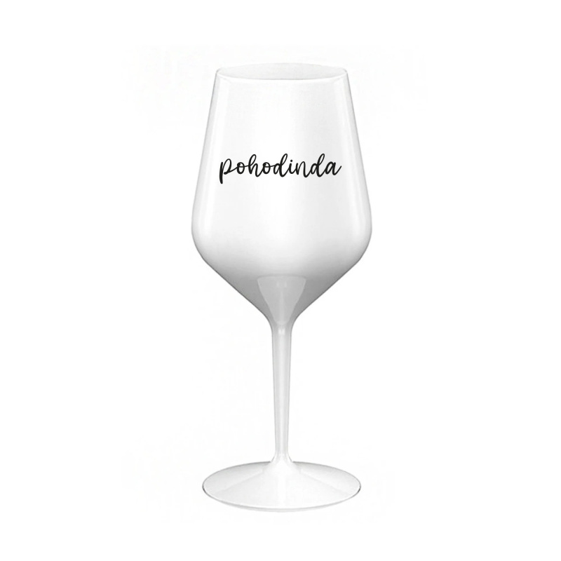 POHODINDA - bílá nerozbitná sklenice na víno 470 ml