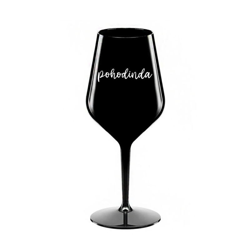 POHODINDA - černá nerozbitná sklenice na víno 470 ml