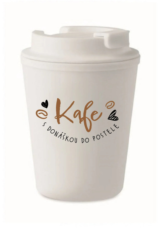 KAFE S DONÁŠKOU DO POSTELE - bílý termohrnek 300 ml