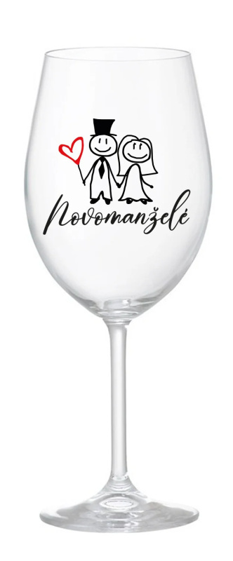 NOVOMANŽELÉ - čirá sklenice na víno 350 ml