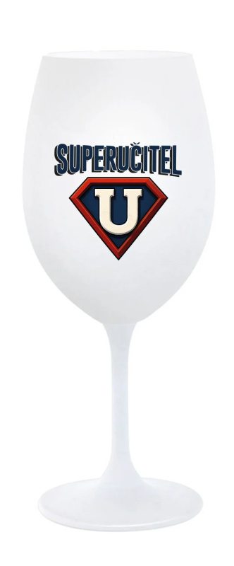 SUPERUČITEL (ZNAK) - bílá  sklenice na víno 350 ml