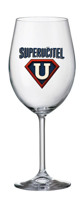 SUPERUČITEL (ZNAK) - čirá sklenice na víno 350 ml