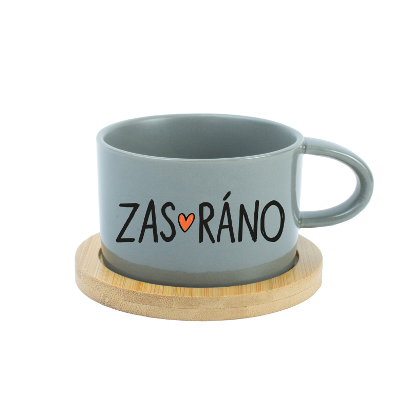 ZAS_RÁNO - šedý hrníček makronka 200 ml