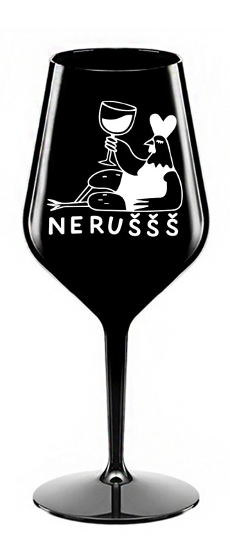 NERUŠŠŠ - černá nerozbitná sklenice na víno 470 ml