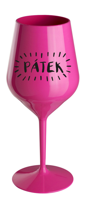 PÁTEK - růžová nerozbitná sklenice na víno 470 ml