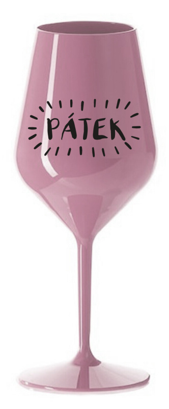PÁTEK - světle růžová nerozbitná sklenice na víno 470 ml