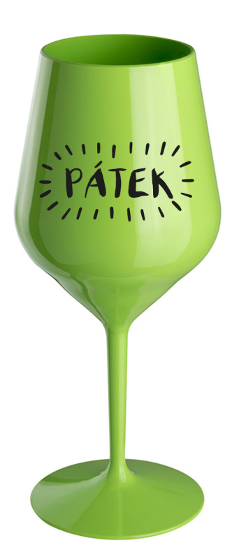 PÁTEK - zelená nerozbitná sklenice na víno 470 ml