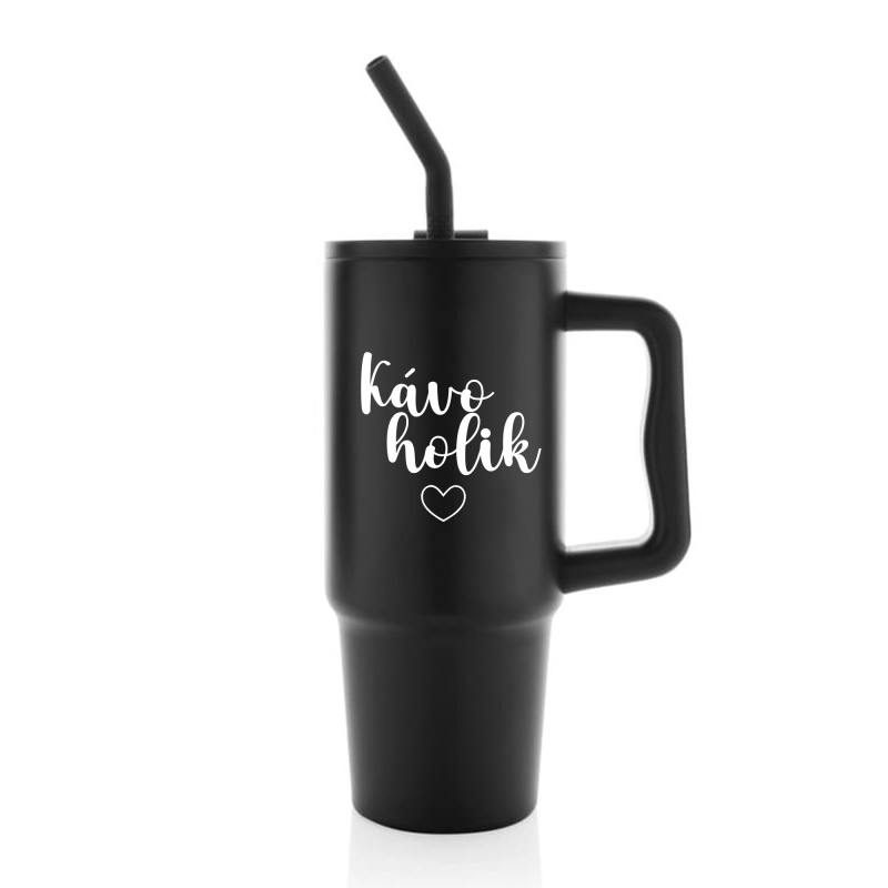 KÁVOHOLIK - černý cestovní termohrnek 900 ml