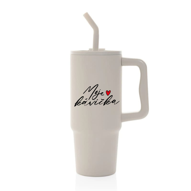 MOJE KÁVIČKA - béžový cestovní termohrnek 900 ml