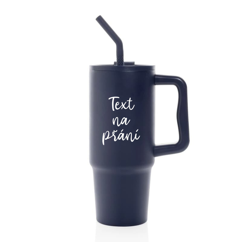 TEXT NA PŘÁNÍ - modrý cestovní termohrnek 900 ml