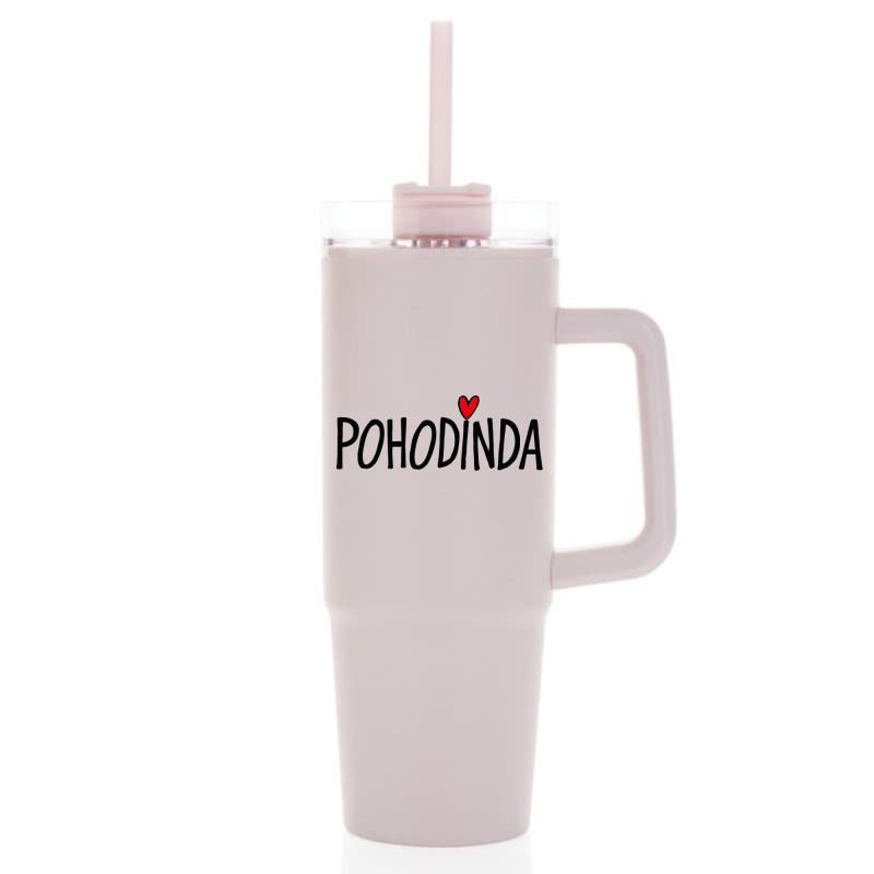 POHODINDA - růžová cestovní termoska s průhledným víčkem 900 ml