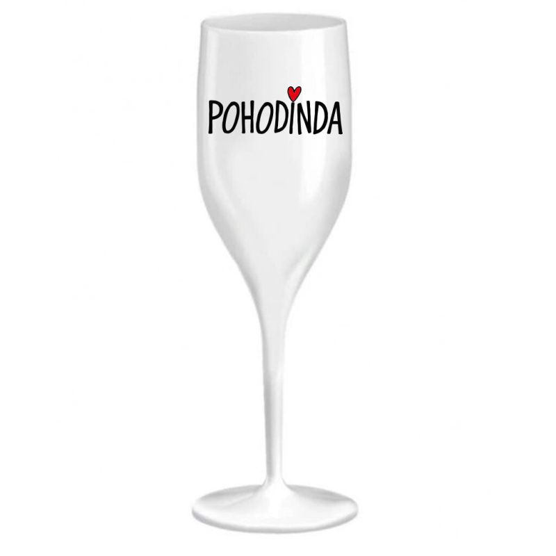 POHODINDA - bílá nerozbitná prosecco sklenice 150 ml