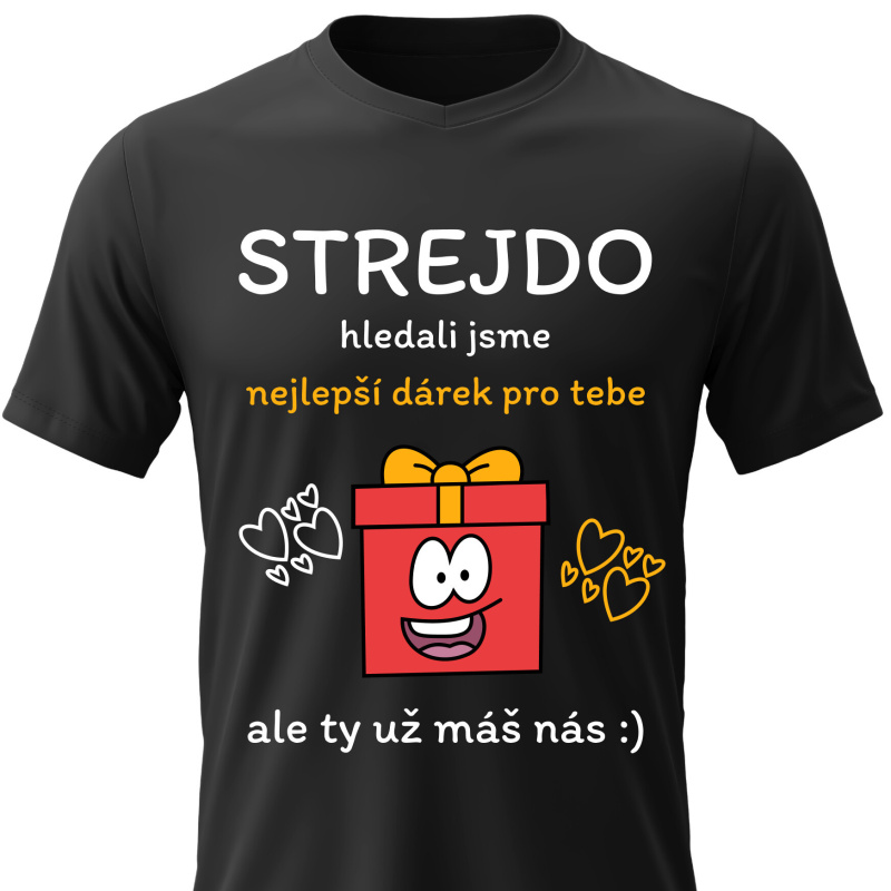 Pánské bavlněné tričko s potiskem - NEJLEPŠÍ DÁREK PRO STREJDU - černé  Velikost: XXL