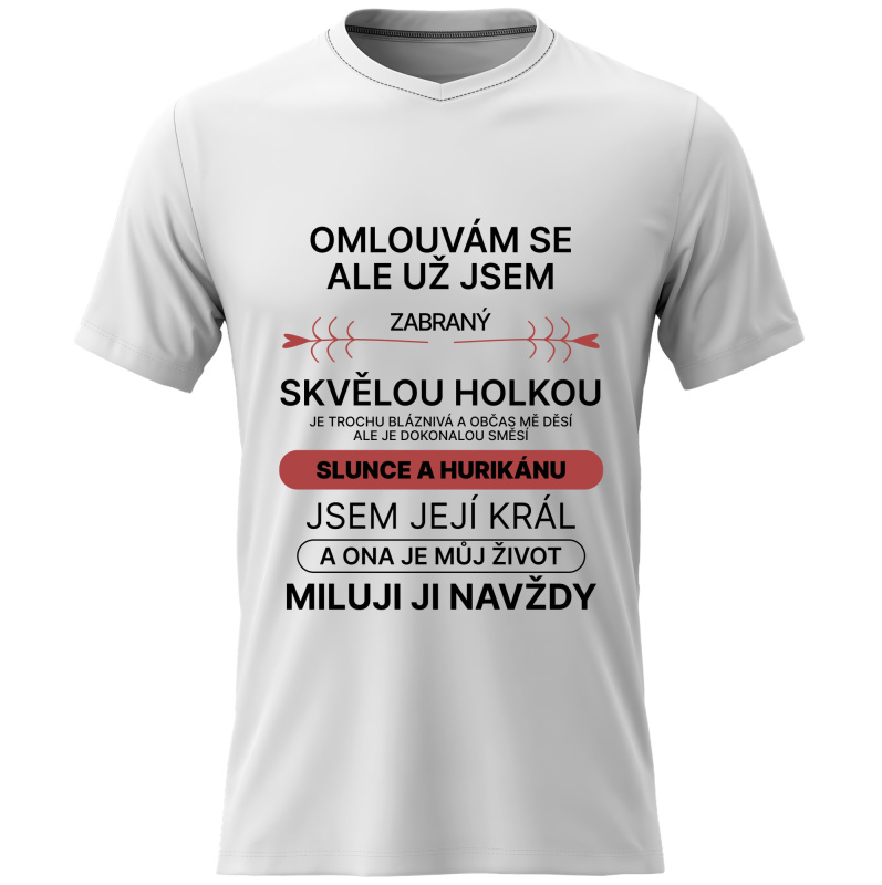 Pánské bavlněné tričko s potiskem - ZABRANÝ SKVĚLOU HOLKOU - bílé  L