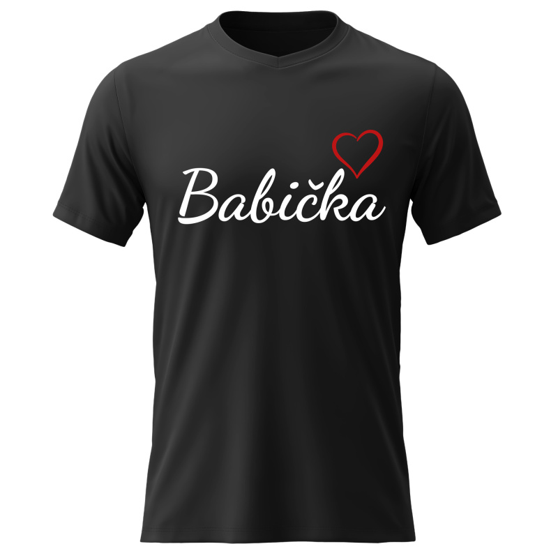 Dámské bavlněné tričko s potiskem - BABIČKA - černé Velikost: S