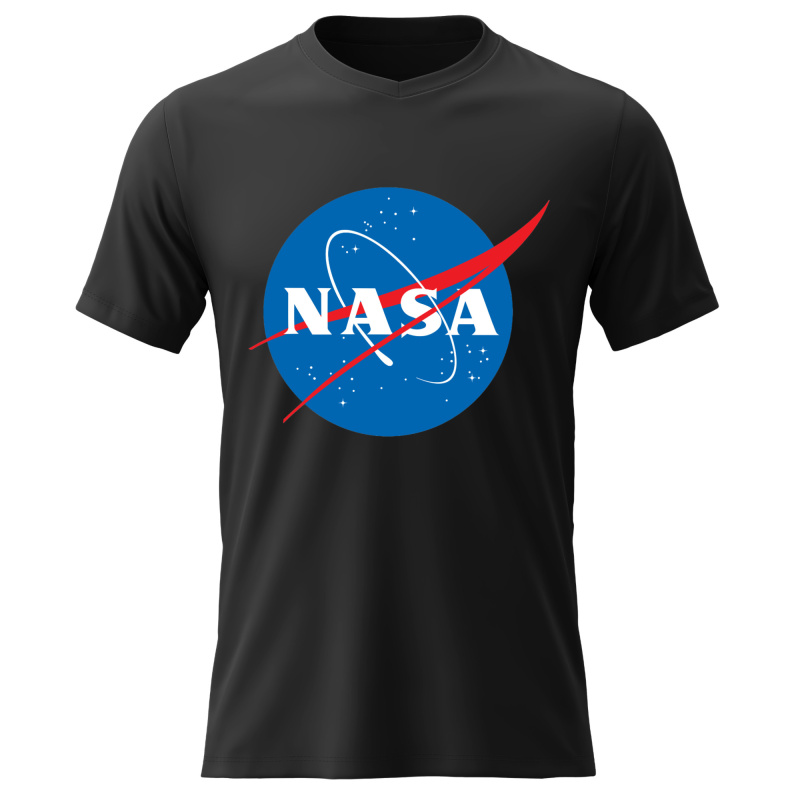 Pánské bavlněné tričko s potiskem - NASA - černé Velikost: L
