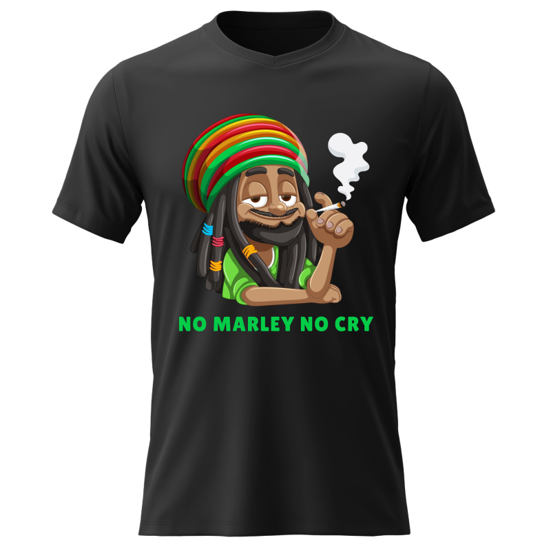 Pánské bavlněné tričko s potiskem - BOB MARLEY - černé Velikost: XXL