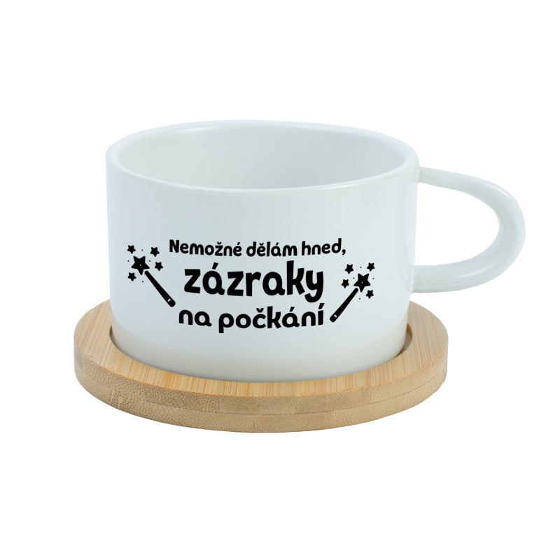 NEMOŽNÉ DĚLÁM HNED, ZÁZRAKY NA POČKÁNÍ - bílý hrníček makronka 200 ml