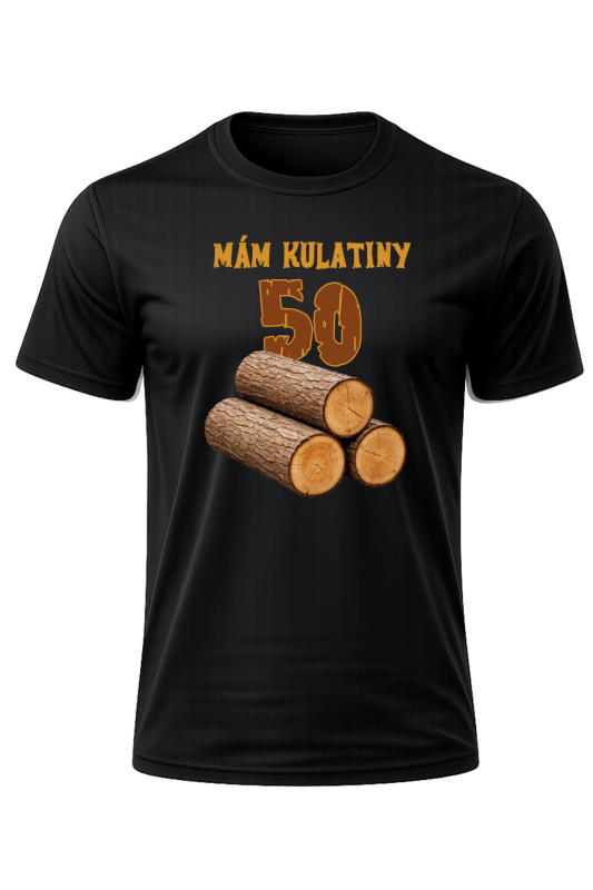 Pánské bavlněné tričko s potiskem - MÁM KULATINY 50 - černé  Velikost: 3XL