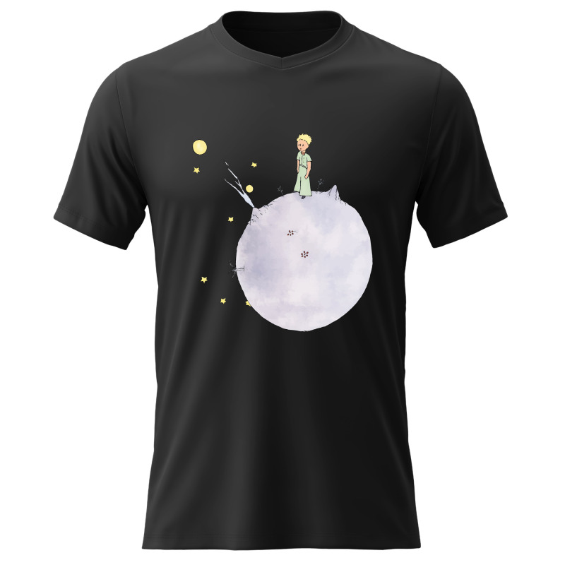 Pánské bavlněné tričko s potiskem - MALÝ PRINC - černé  Velikost: 3XL