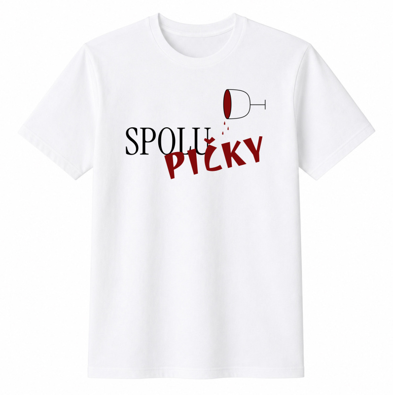 Dámské bavlněné tričko s potiskem - SPOLUPIČKY - bílé Velikost: XL