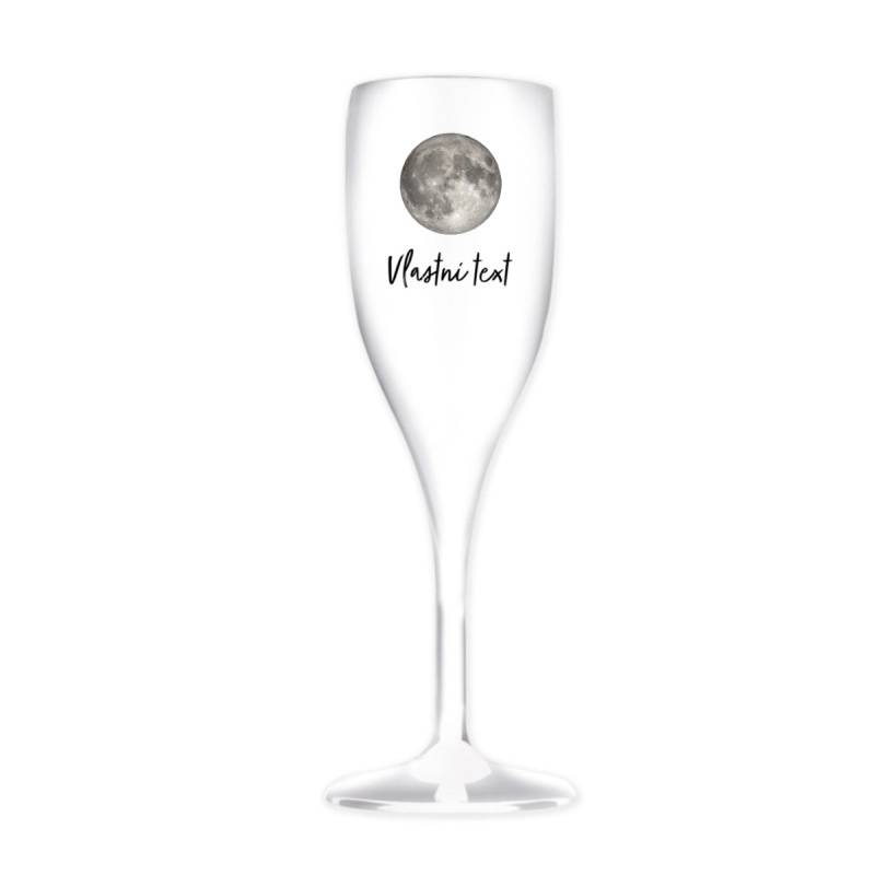 Personalizovaná nerozbitná prosecco sklenice s měsíční fází