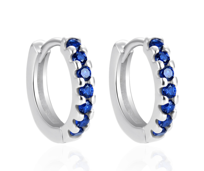 Agato Stříbrné kruhové náušnice s modrými zirkony AGT-E066KDB