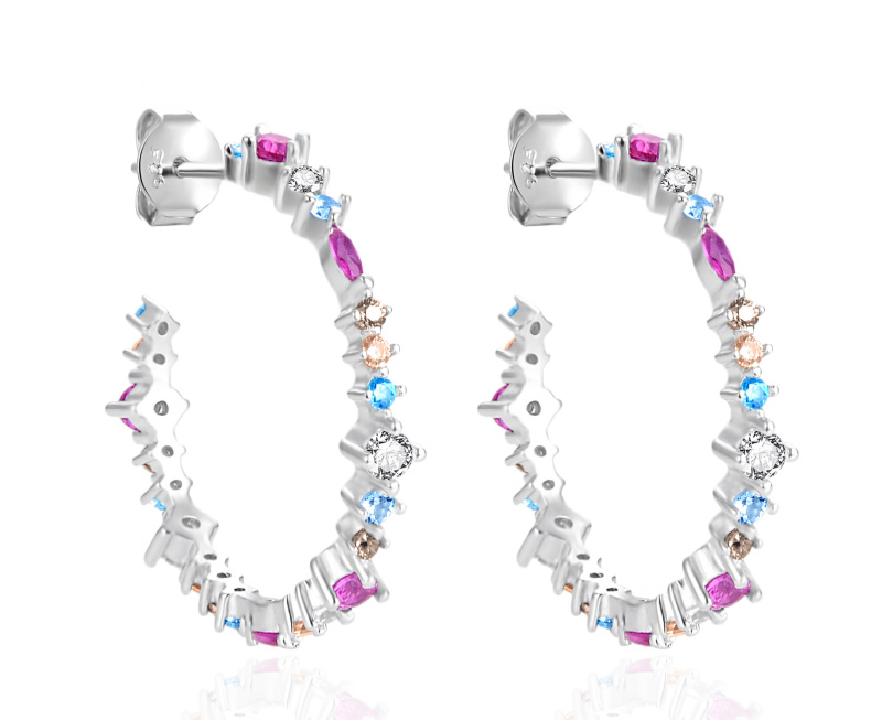 Agato Hravé kruhové náušnice s barevnými zirkony AGT-E068PC
