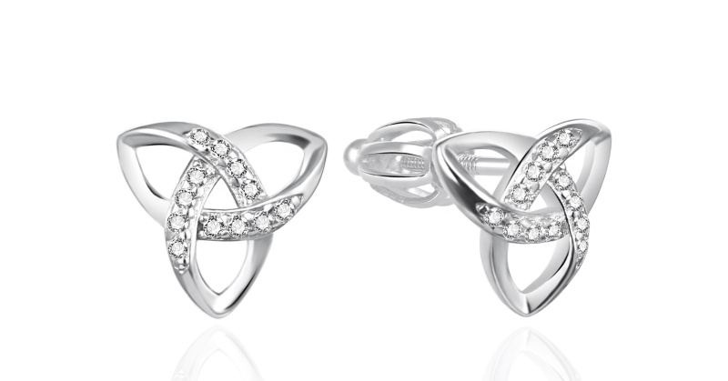 Agato Stylové stříbrné náušnice se zirkony Triquetra AGT-E117SW