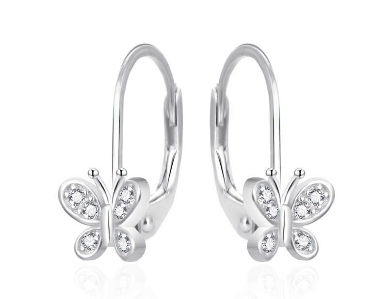 Agato Stříbrné dívčí náušnice Motýlci se zirkony AGT-ED016LW